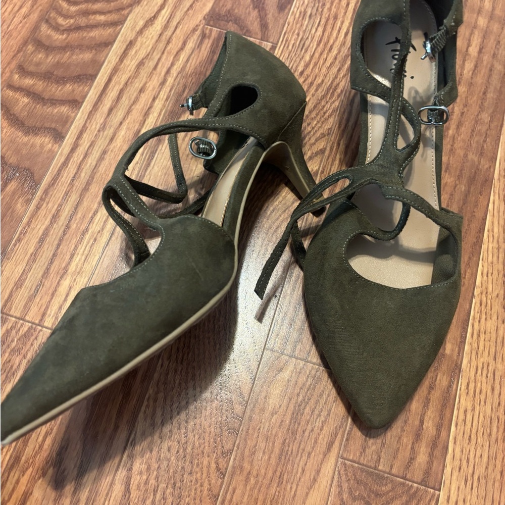 Olive Green Fioni Strappy Heels - Picture 2 of 2